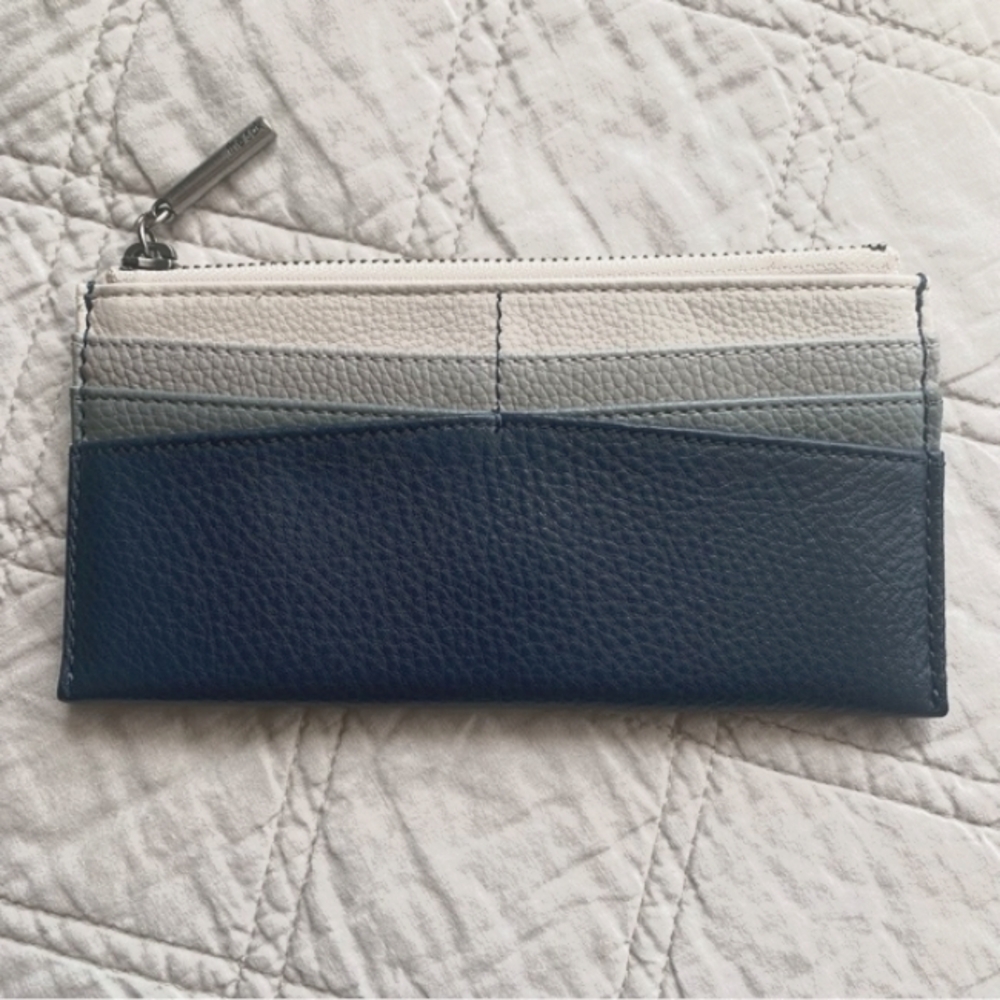 The Sak women’s Neva blue teal cream pebble leather, large card wallet NWOT